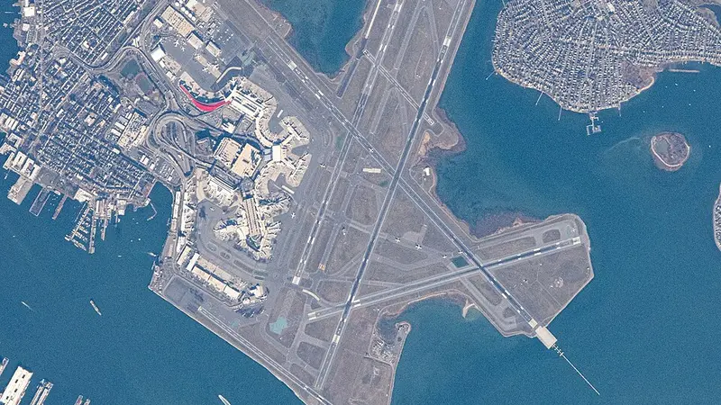 Actual view of Boston Logan International Airport